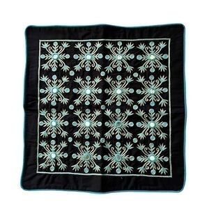 Gold Teal Black Mirror-Inlaid Accent Cushion Cover with Embroidery